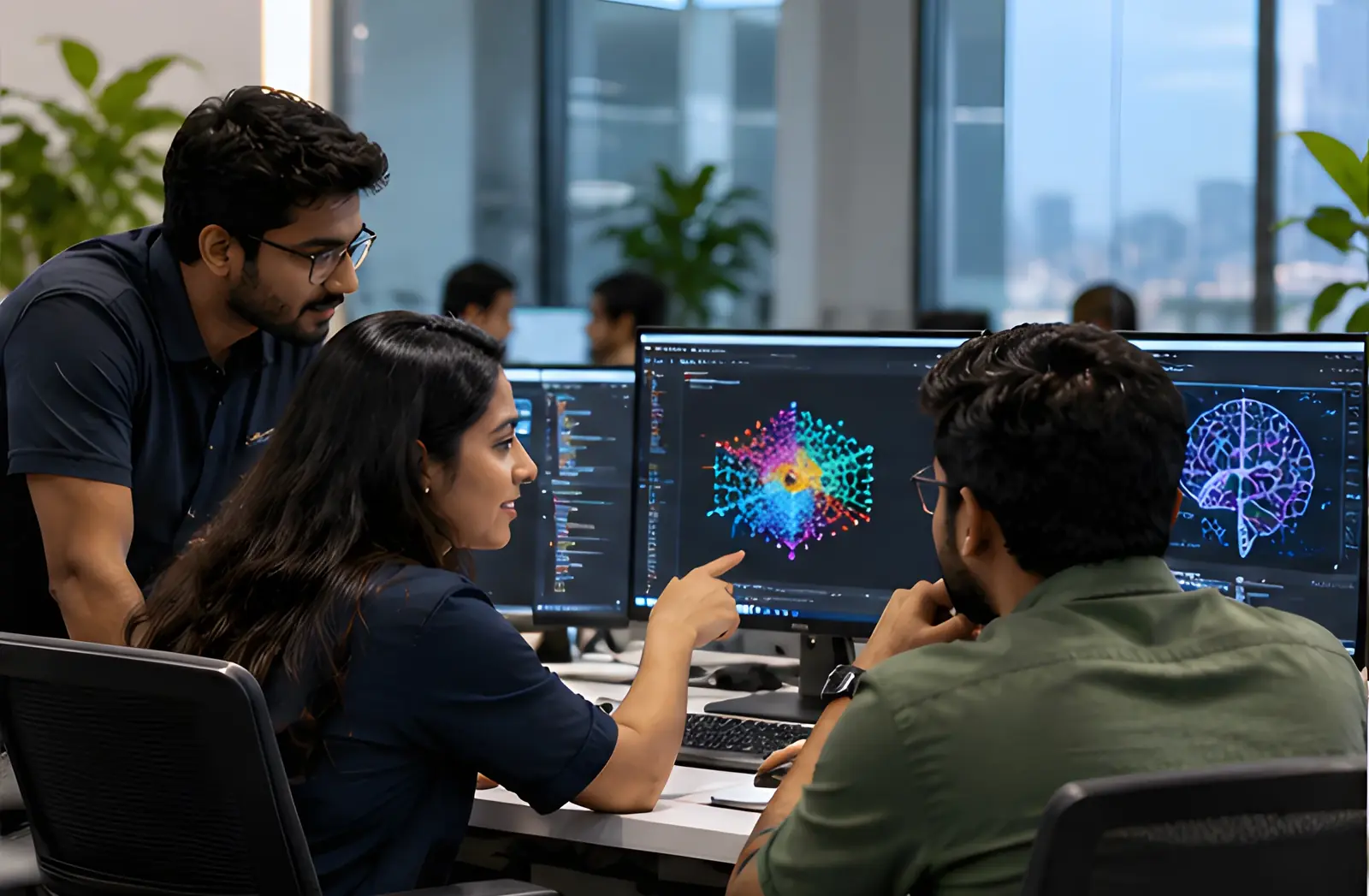 Software engineers reviewing an AI application